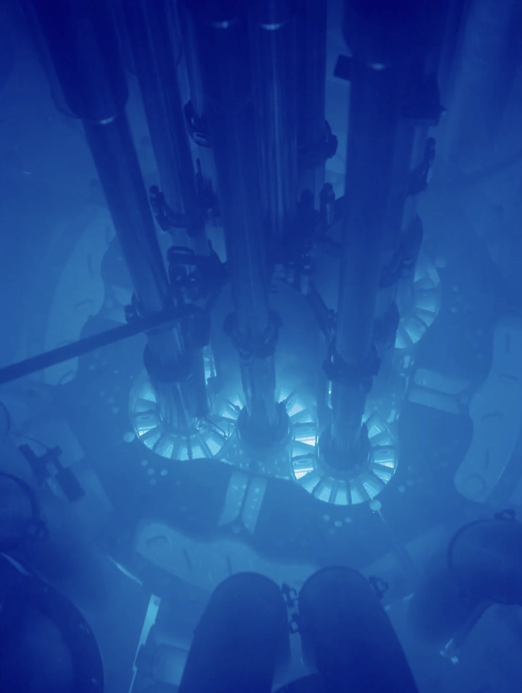 blue light in a nuclear reactor